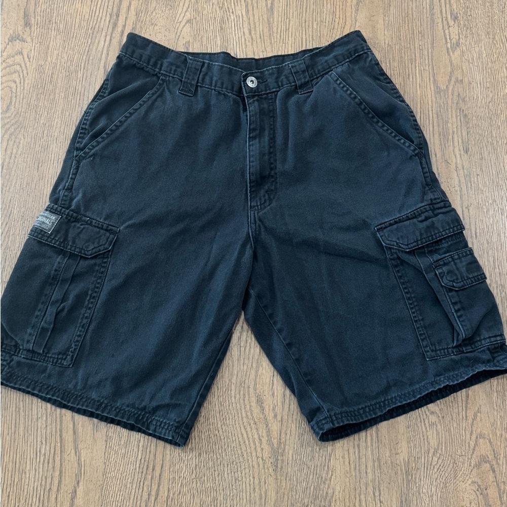 Wrangler Originals Cargo Shorts Mens 30 Black Utility Pocket Workwear Casual